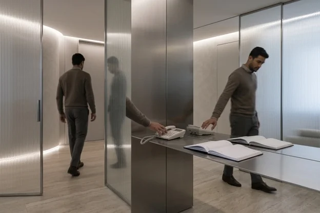 Dono de clínica duplicado em reflexos enquanto tenta cuidar de várias tarefas ao mesmo tempo.