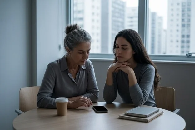 Duas recepcionistas ouvindo juntas a gravação de uma ligação de agendamento